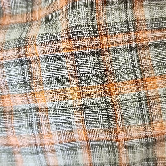 Columbia orange gray plaid pearl snap 2 pocket collared shirt Size Large TALL - Picture 9 of 9